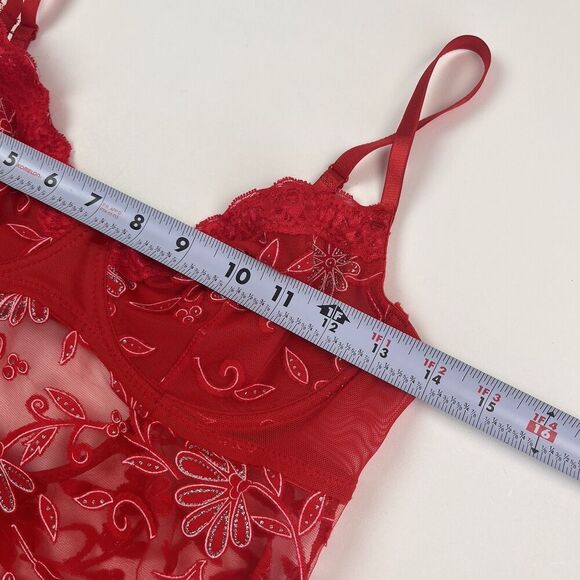 Vintage Y2K Babydoll Lace Sheer Top Bra 36C L Mesh Coquette Whimsigoth - Picture 6 of 11